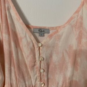 Rails Delilah Linen Blend Tie-Dye Cami V-Neck Shell Buttons Midi Dress, Size L